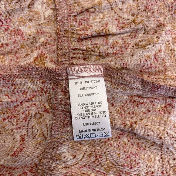 Lush Dress Womens L Large Rayon Paisley Print Sleeveless Smocked Halter Tie Neck - Picture 10 of 13